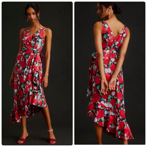 Hutch Red Floral Midi Dress